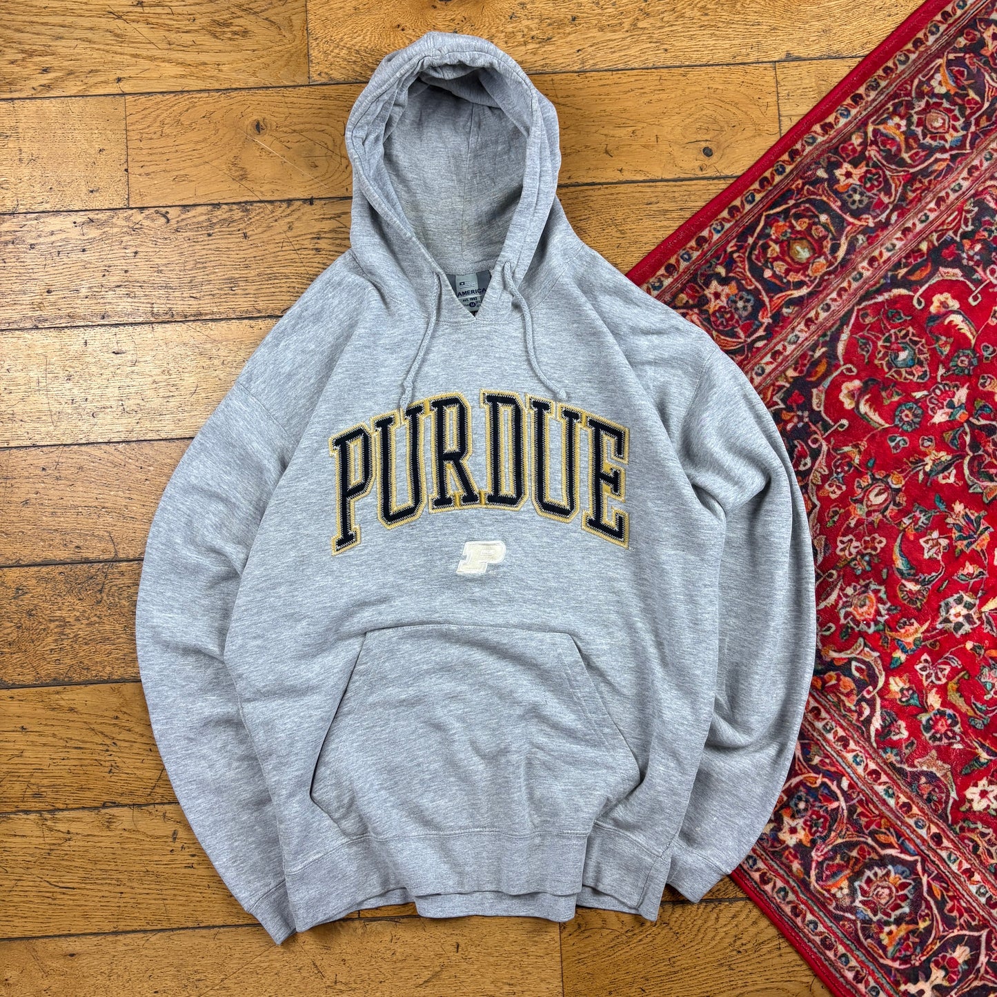 Vintage Purdue USA College Embroidered Grey Hoodie Sweatshirt - M