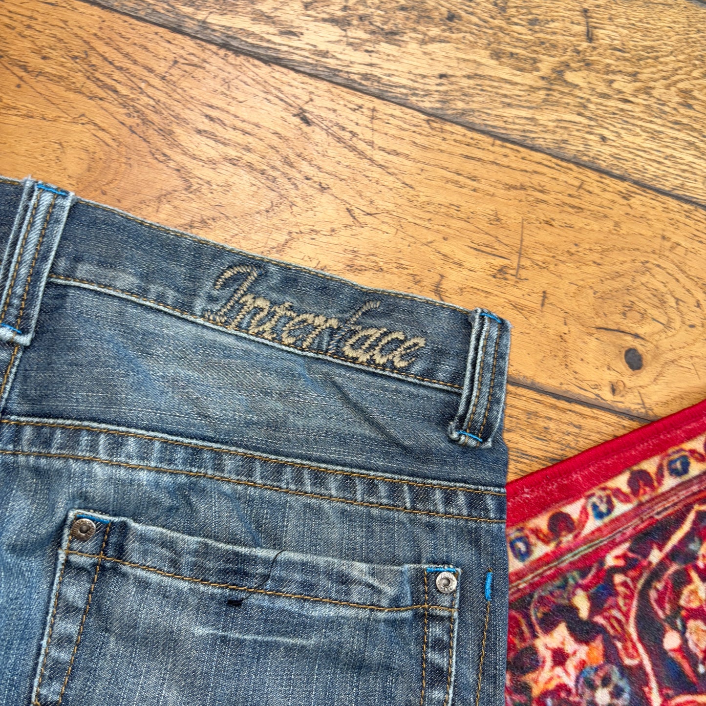 Vintage Embroidered Hip Hop Blue Baggy Shorts Jorts - 36