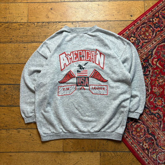 Vintage 90s Grey USA Graphic Boxy Sweatshirt - M