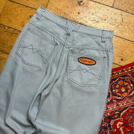 Vintage 90s Pepsi Max Grey Baggy Tapered Jeans - 30L