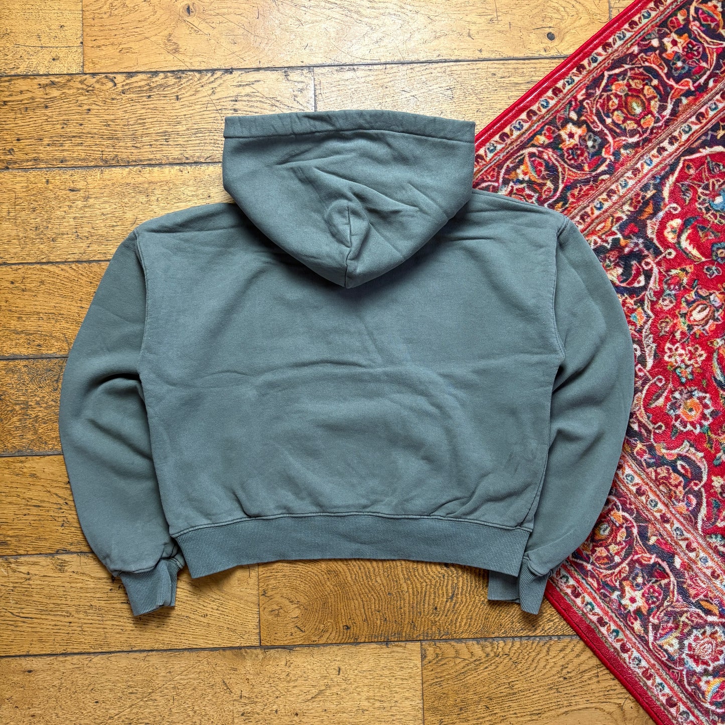 Vintage Stussy Womens Grey Cropped Boxy Embroidered Hoodie Sweatshirt - Size 10