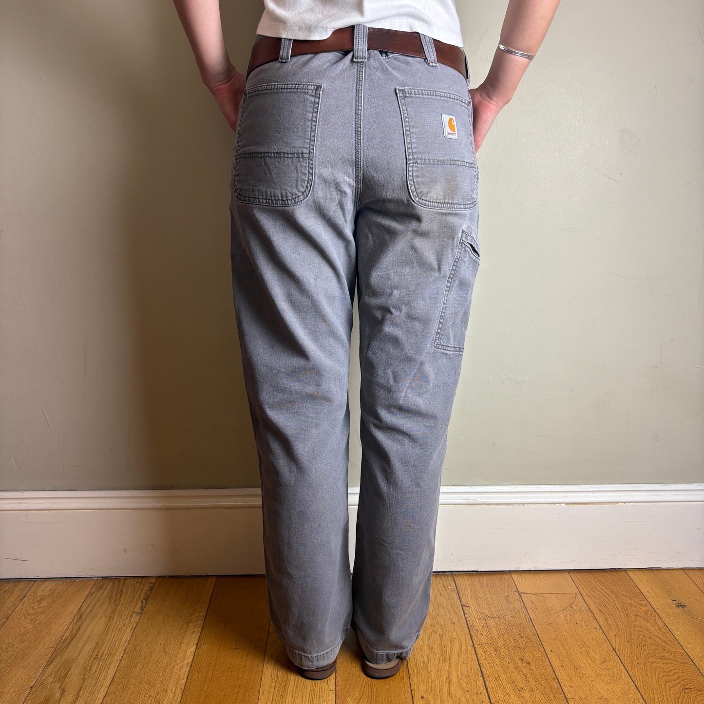 Vintage Carhartt Workwear Grey Carpenter Baggy Trousers - 34S