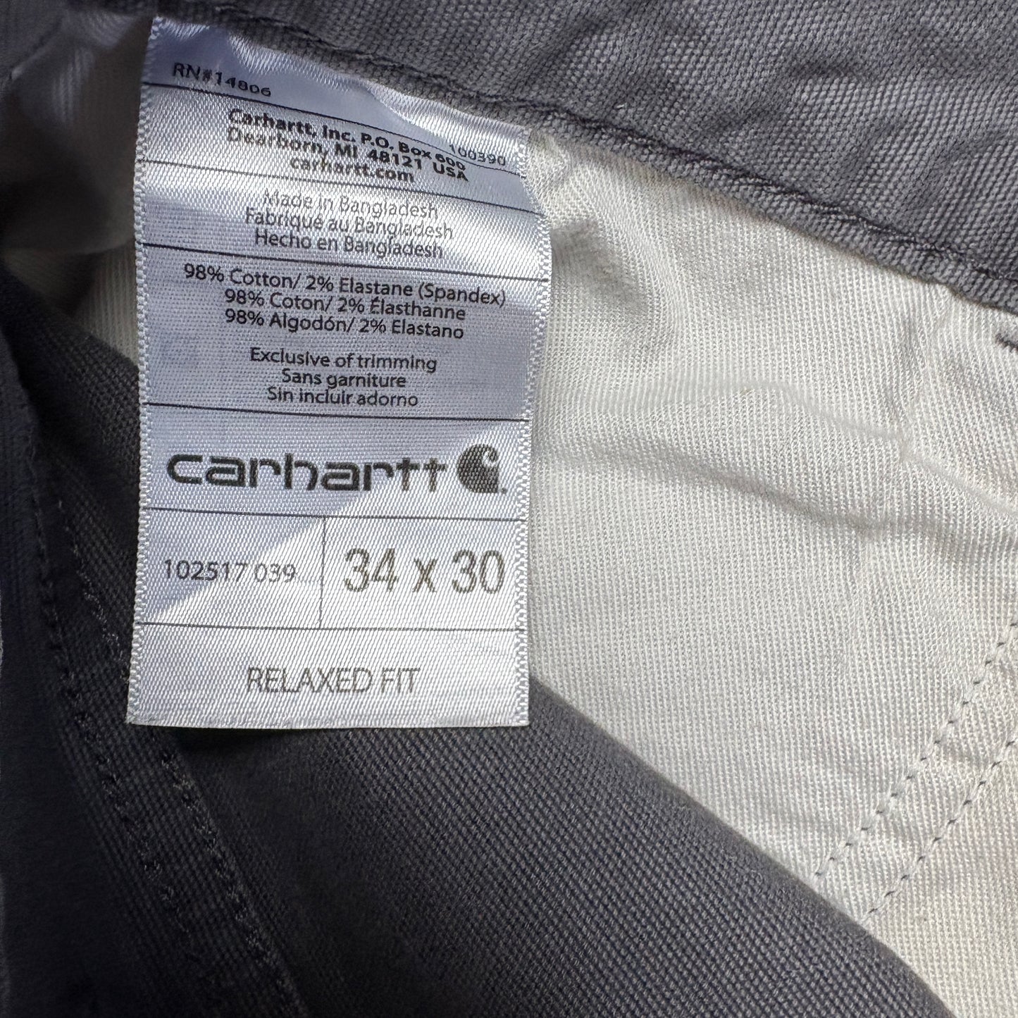 Vintage Carhartt Workwear Carpenter Grey Straight Trousers - 36S