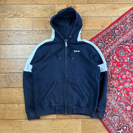 Vintage Schott Navy Hoodie Sweatshirt - L