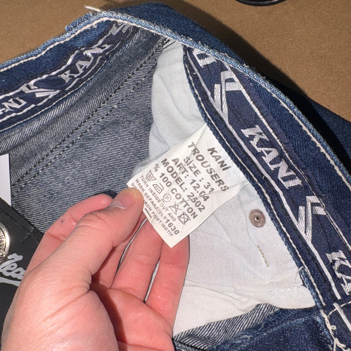 Karl Kani Blue Embroidered Japanese Denim Hip Hop Y2K Baggy Jeans - 31R