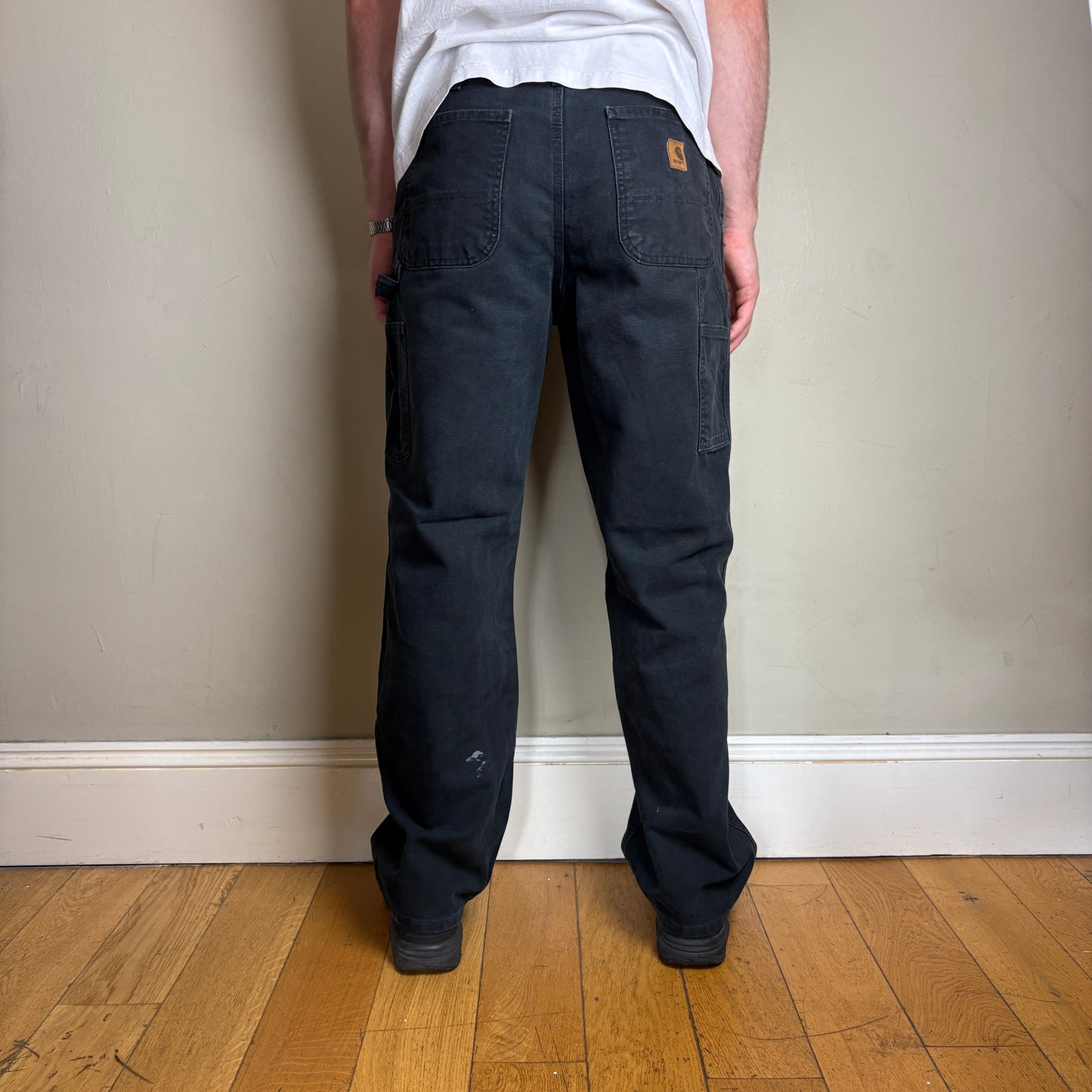 Vintage Carhartt Black Workwear Carpenter Baggy Trousers - 34R