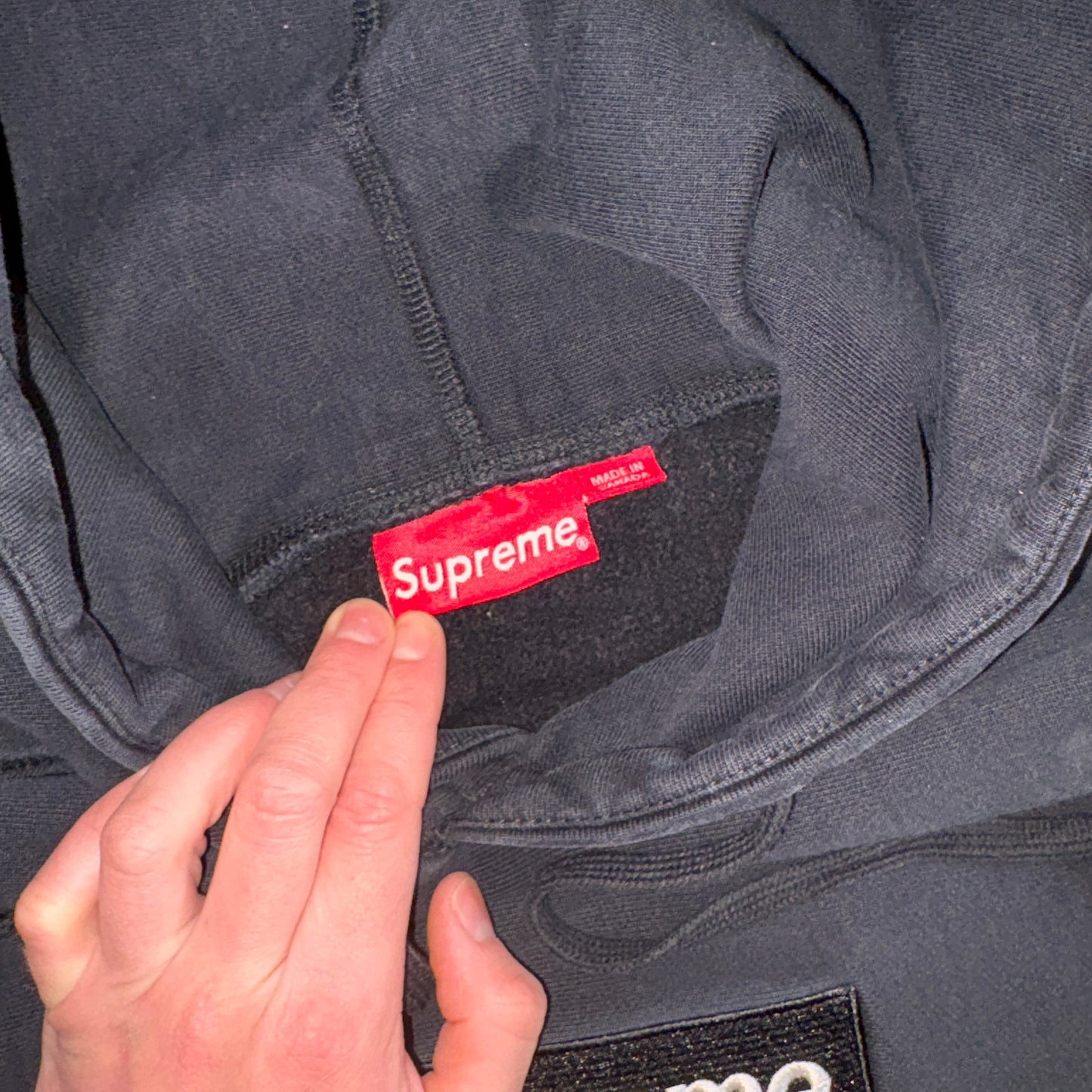 Vintage Supreme Black Box Logo Hoodie Embroidered Sweatshirt - S