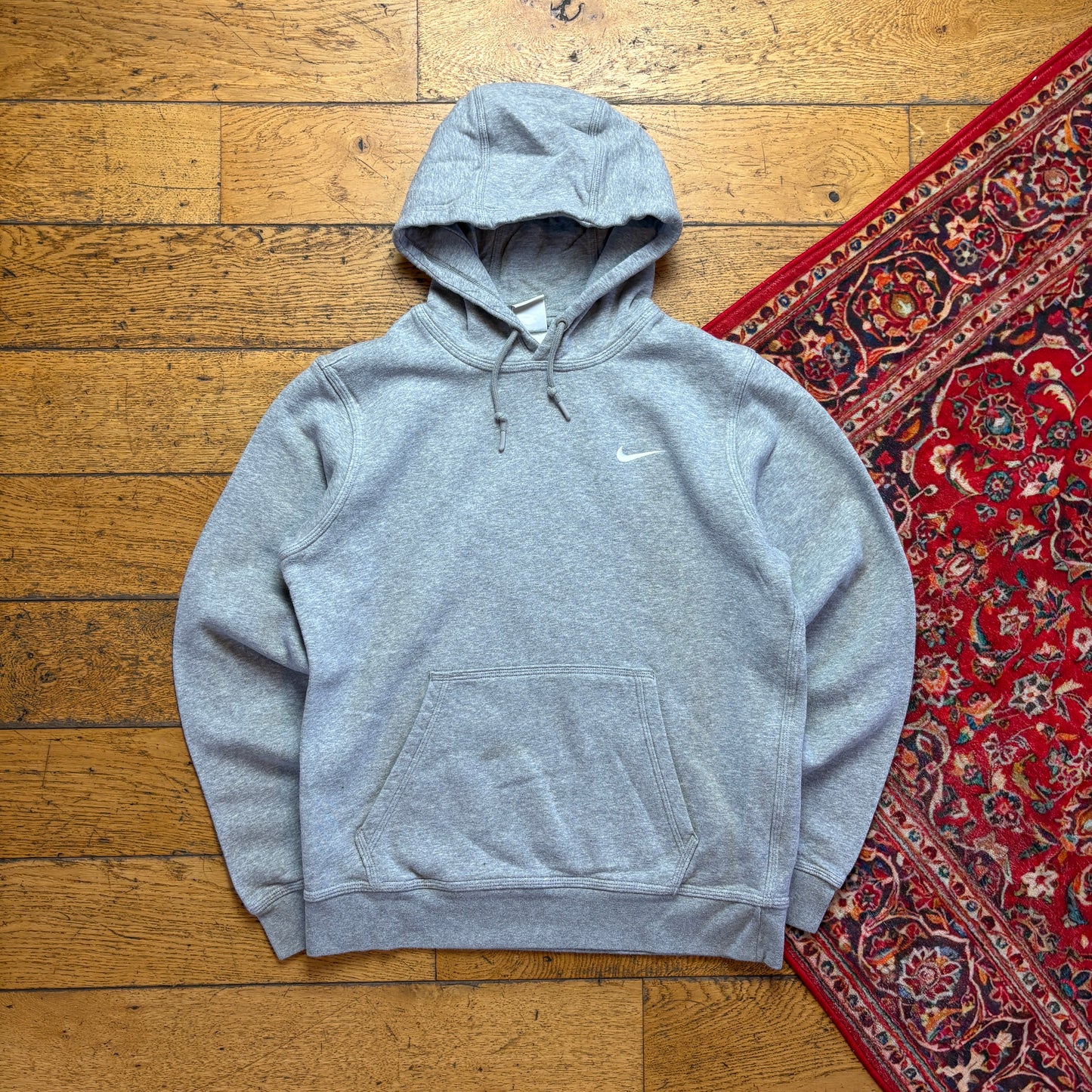 Vintage Nike Swoosh Grey Hoodie Embroidered Sweatshirt - S
