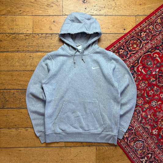 Vintage Nike Swoosh Grey Hoodie Embroidered Sweatshirt - S