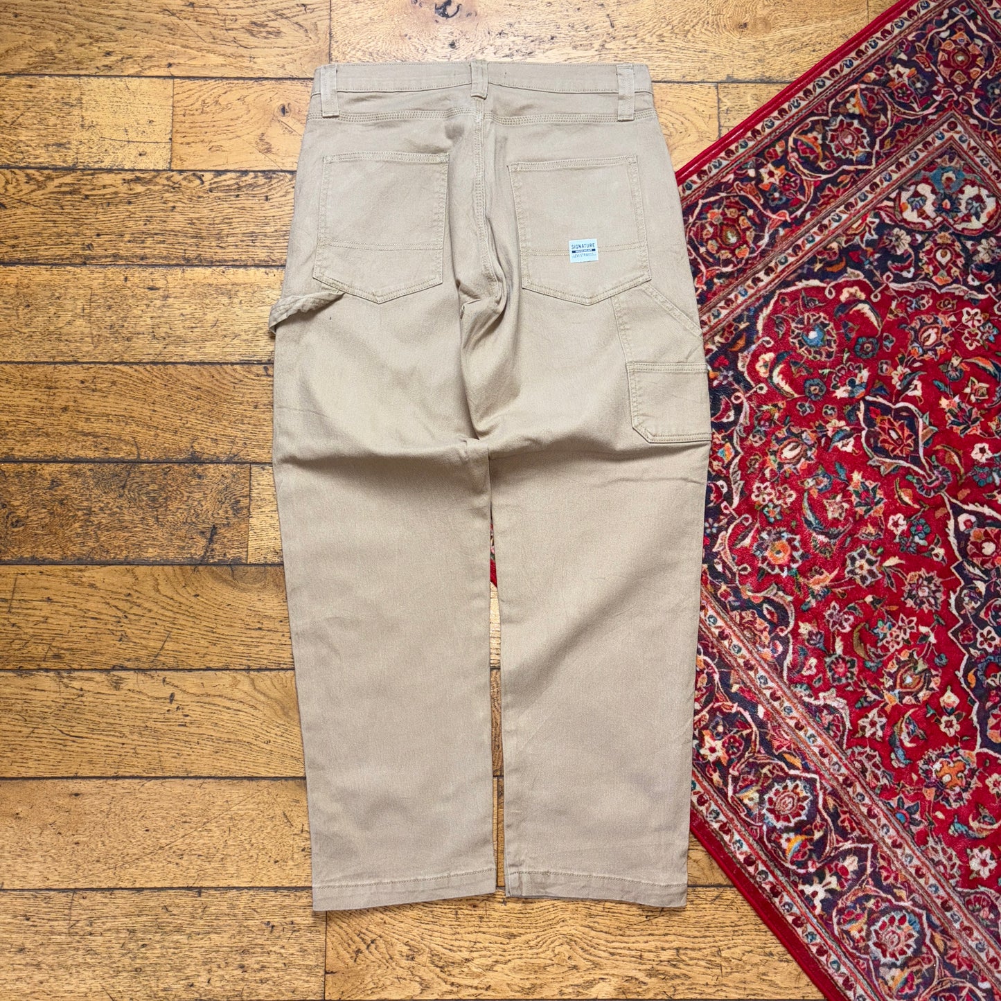 Vintage Levi's Brown Cream Carpenter Workwear Baggy Trousers - 34R