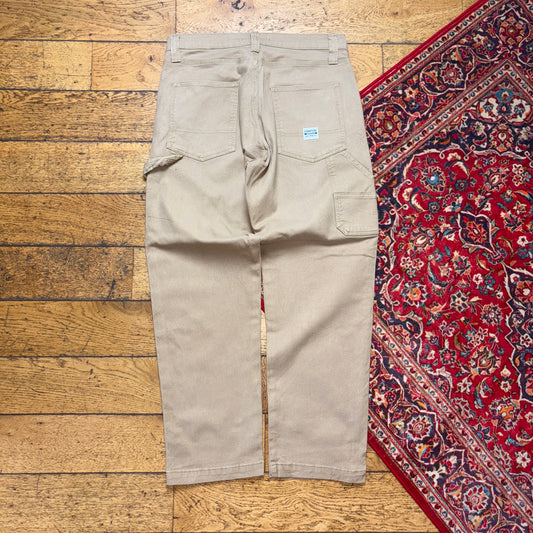 Vintage Levi's Brown Cream Carpenter Workwear Baggy Trousers - 34R