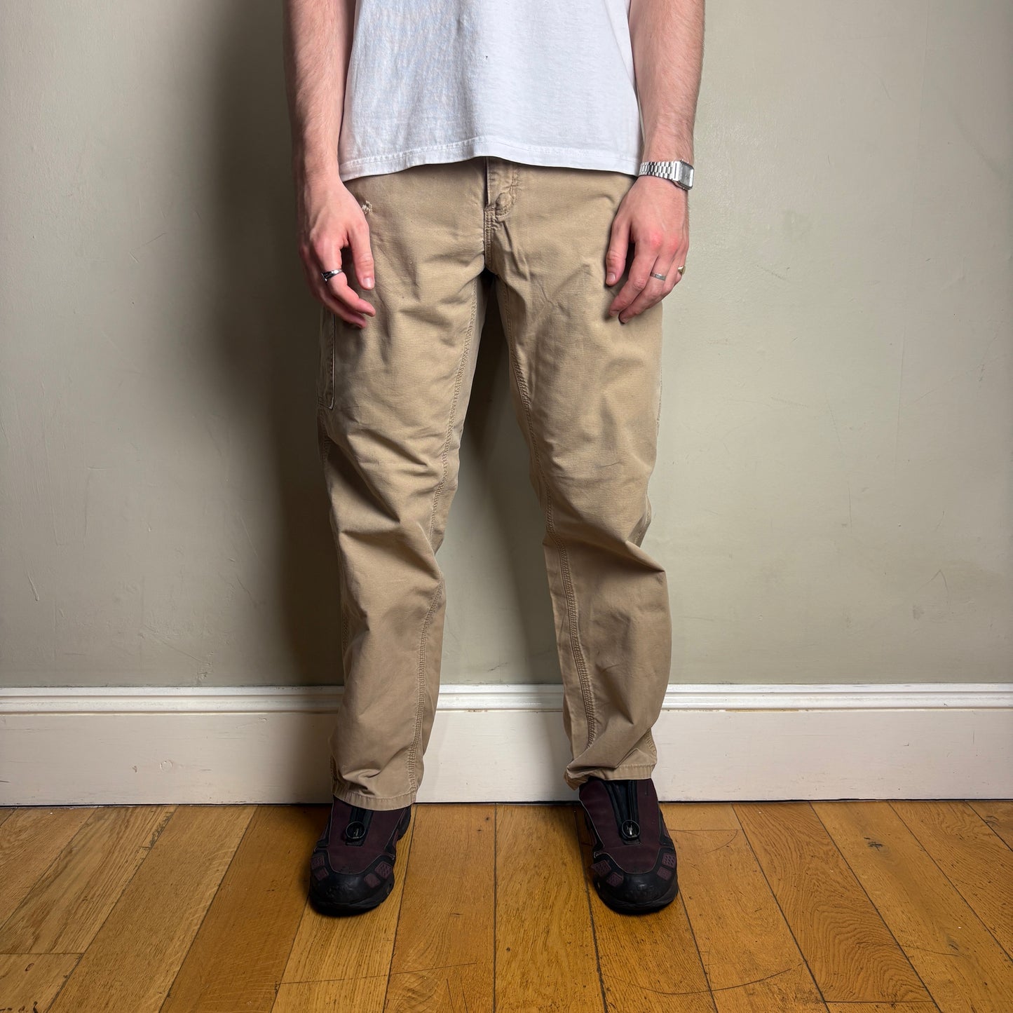 Vintage Carhartt Light Brown Workwear Carpenter Baggy Trousers - 32R