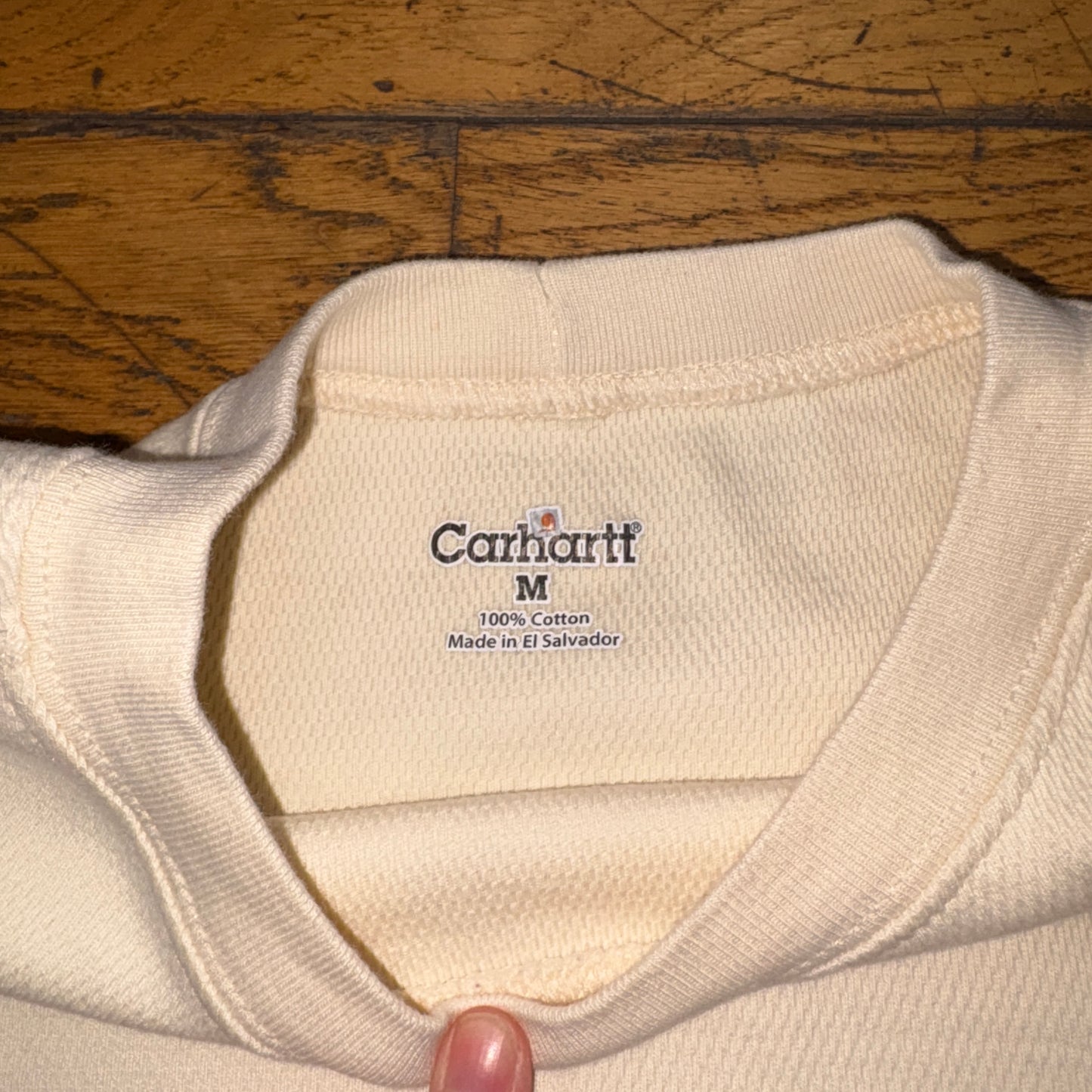 Vintage Carhartt Cream Waffle Long Sleeve T-Shirt - XS