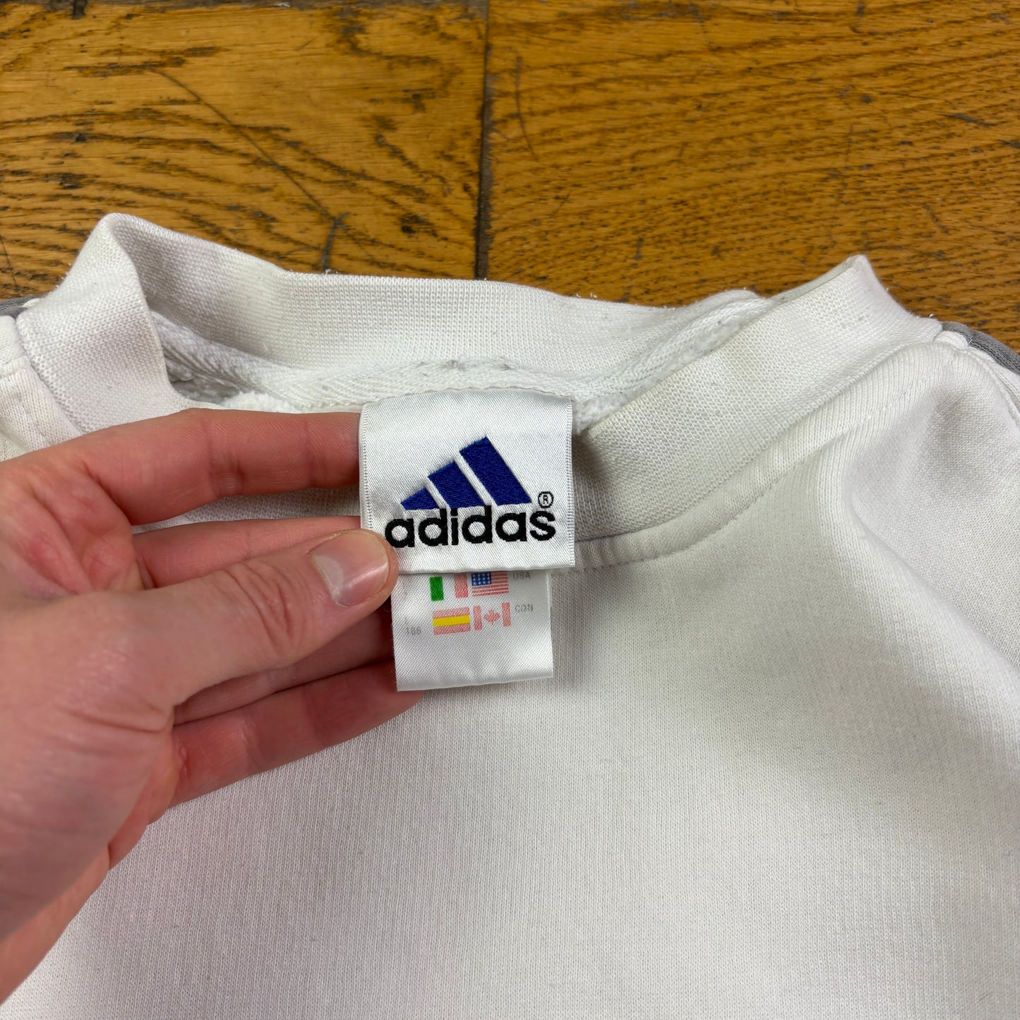 Vintage 90s Adidas White Embroidered Sweatshirt - XL