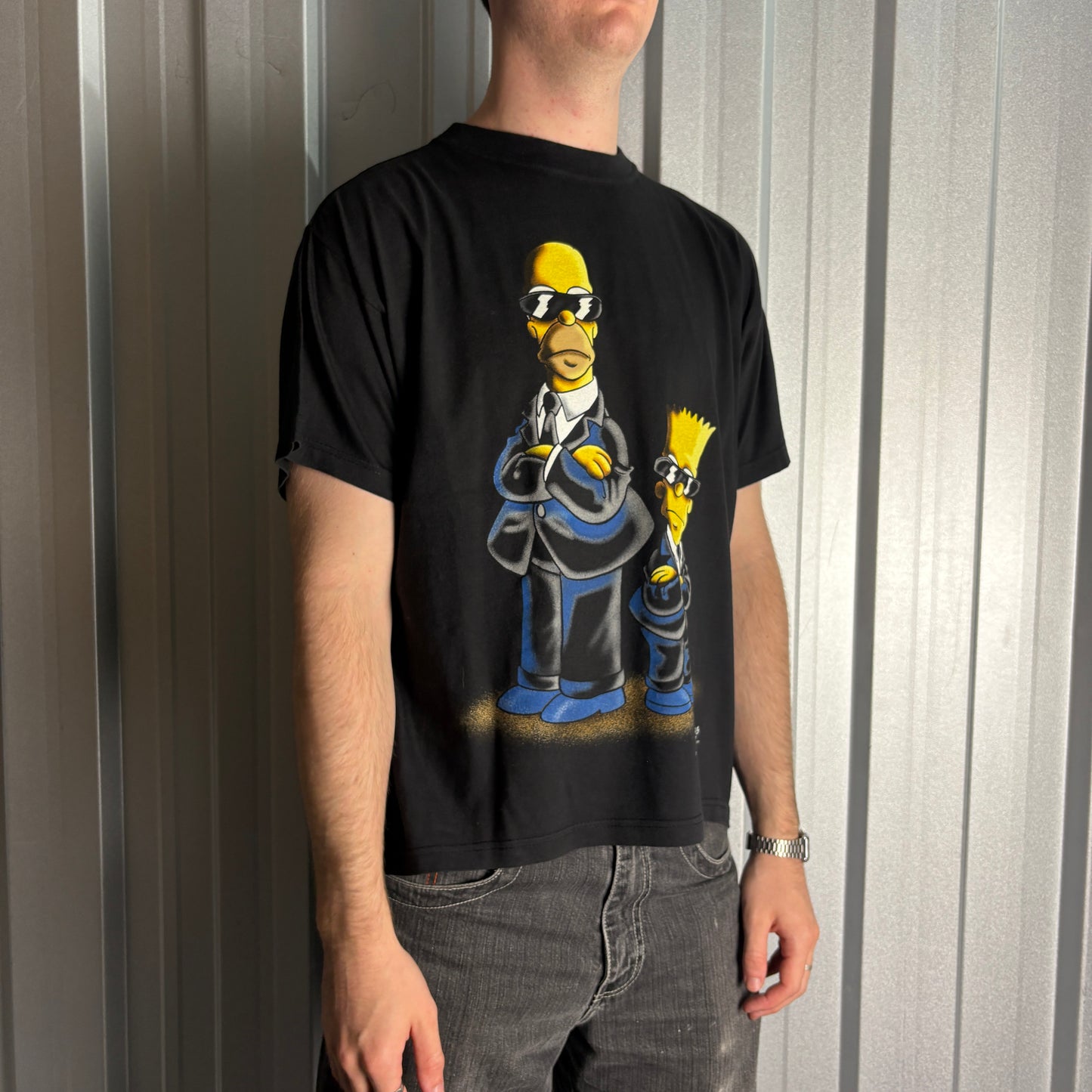 Vintage 1998 Simpsons Men in Black Single Stitch Graphic T-Shirt - L