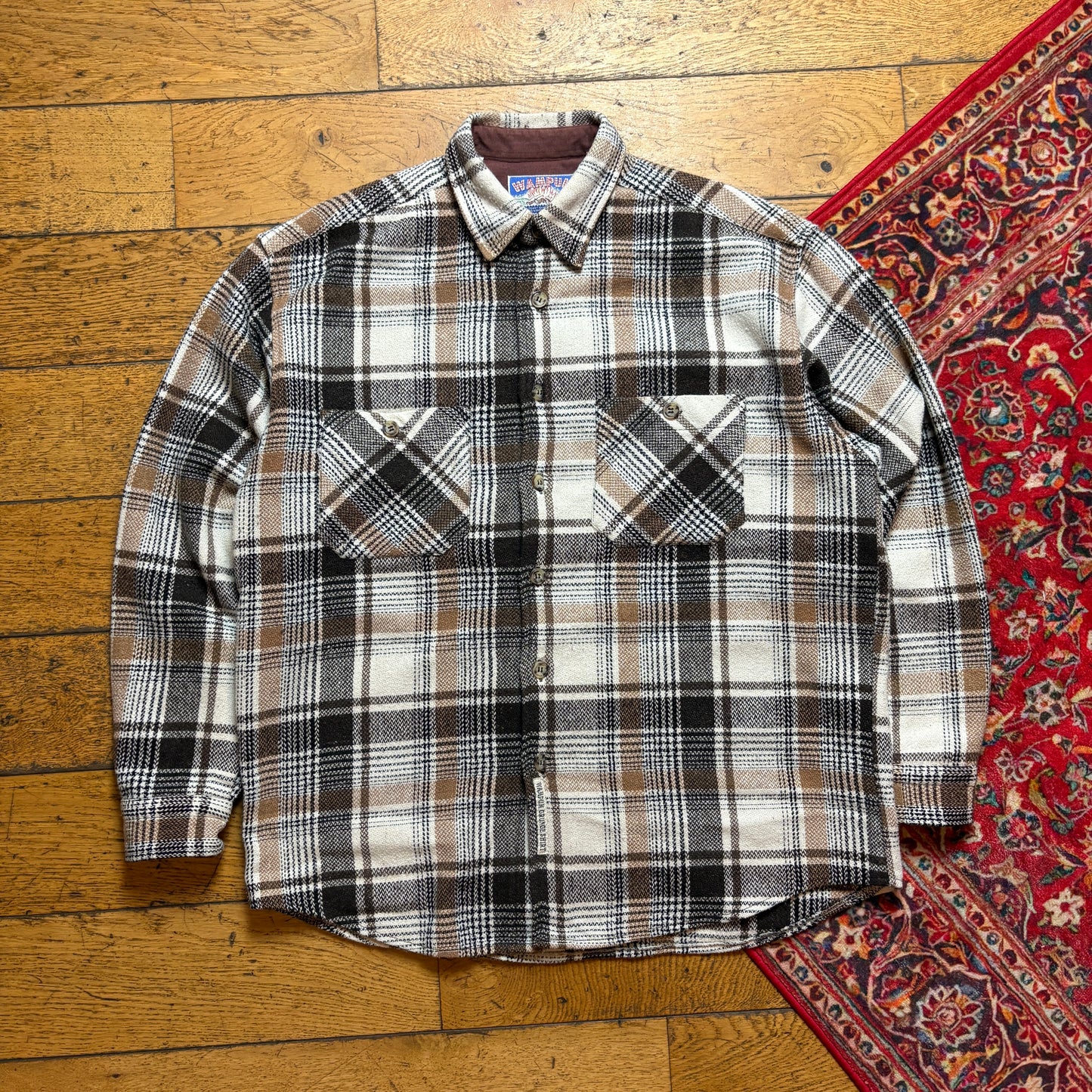 Vintage Wampum Cream Brown Flannel Shirt - L