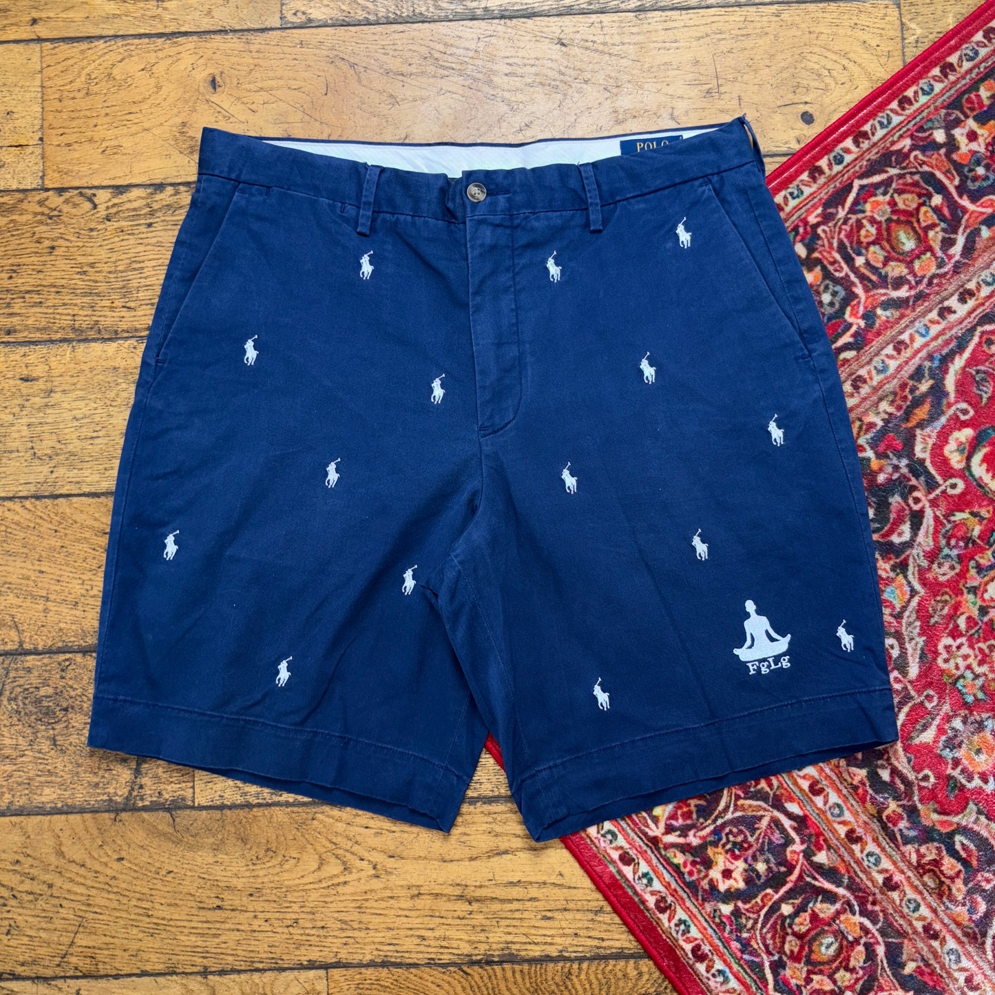 Vintage Ralph Lauren Embroidered Y2K Navy Blue Baggy Shorts Jorts - 34