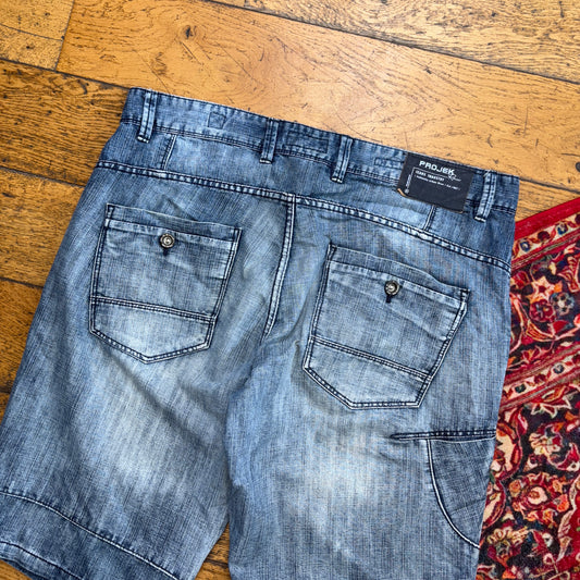 Vintage Hip Hop Blue Baggy Shorts Jorts - 36