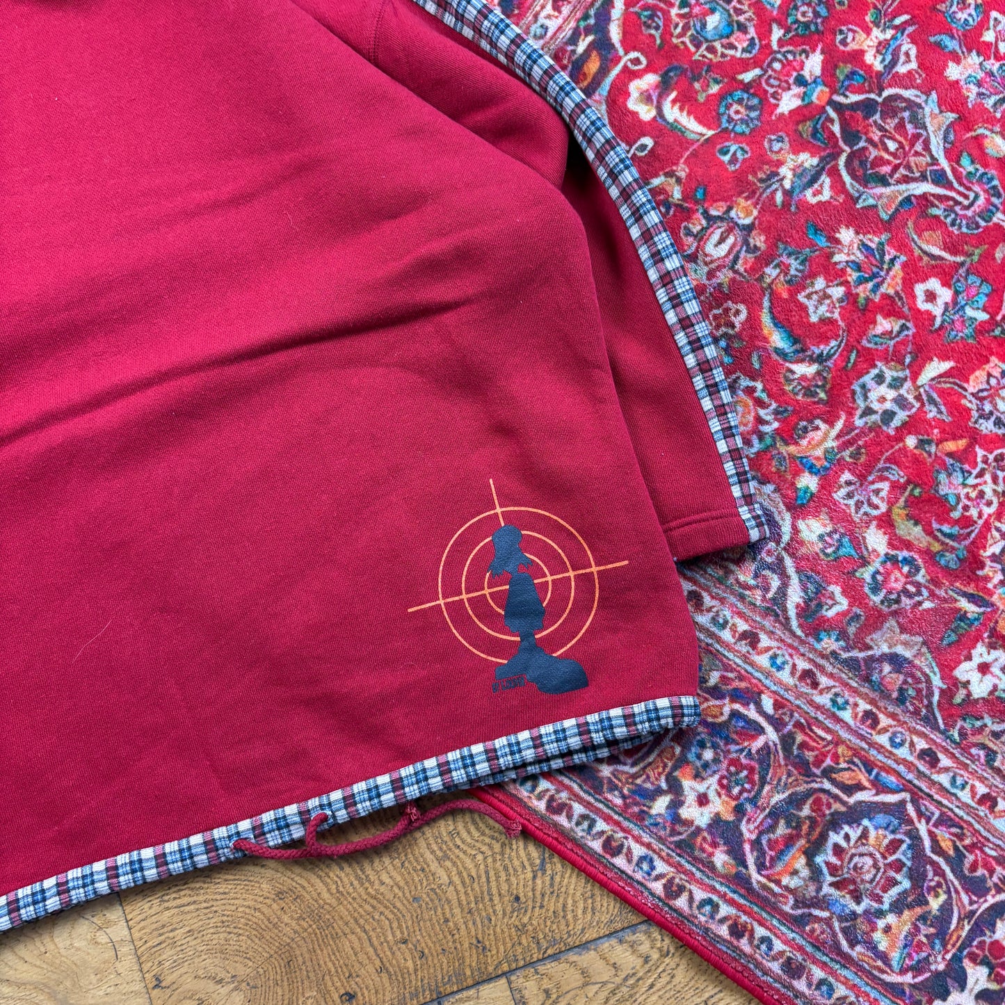 Vintage 90s Madness Red Tartan Embroidered Sweatshirt - M