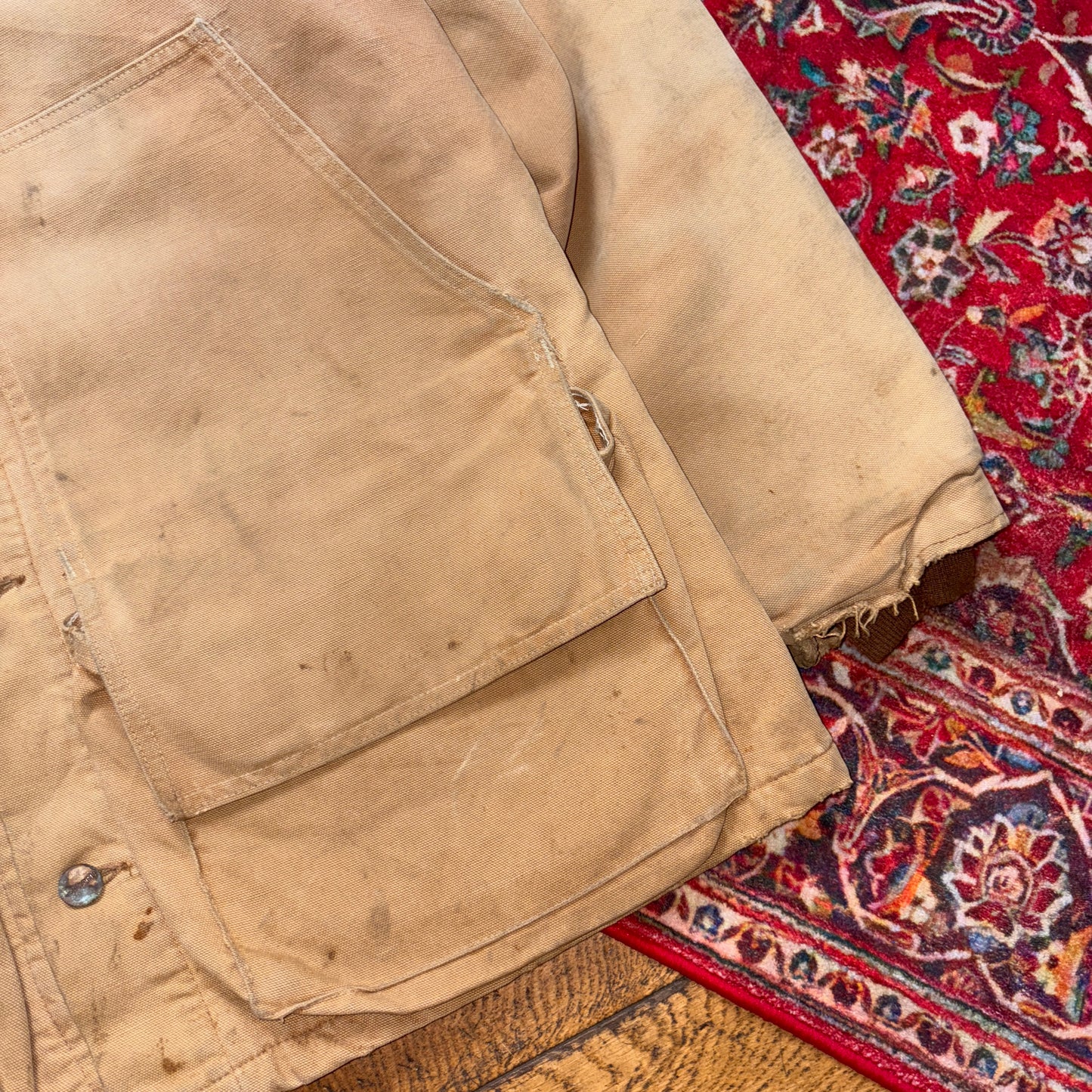 Vintage Carhartt Hunting Brown Suede Workwear Jacket - L