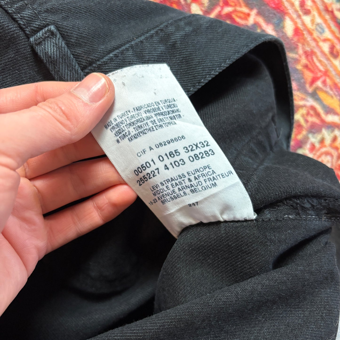 Vintage Levis 501 Straight Black Denim Jeans - 34R