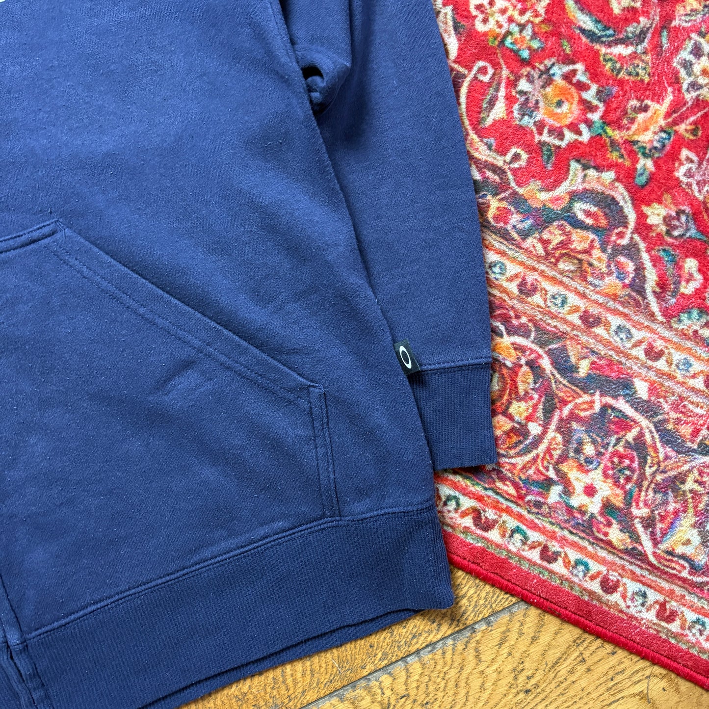 Vintage Oakley Navy Embroidered Zip Hoodie Sweatshirt - XL