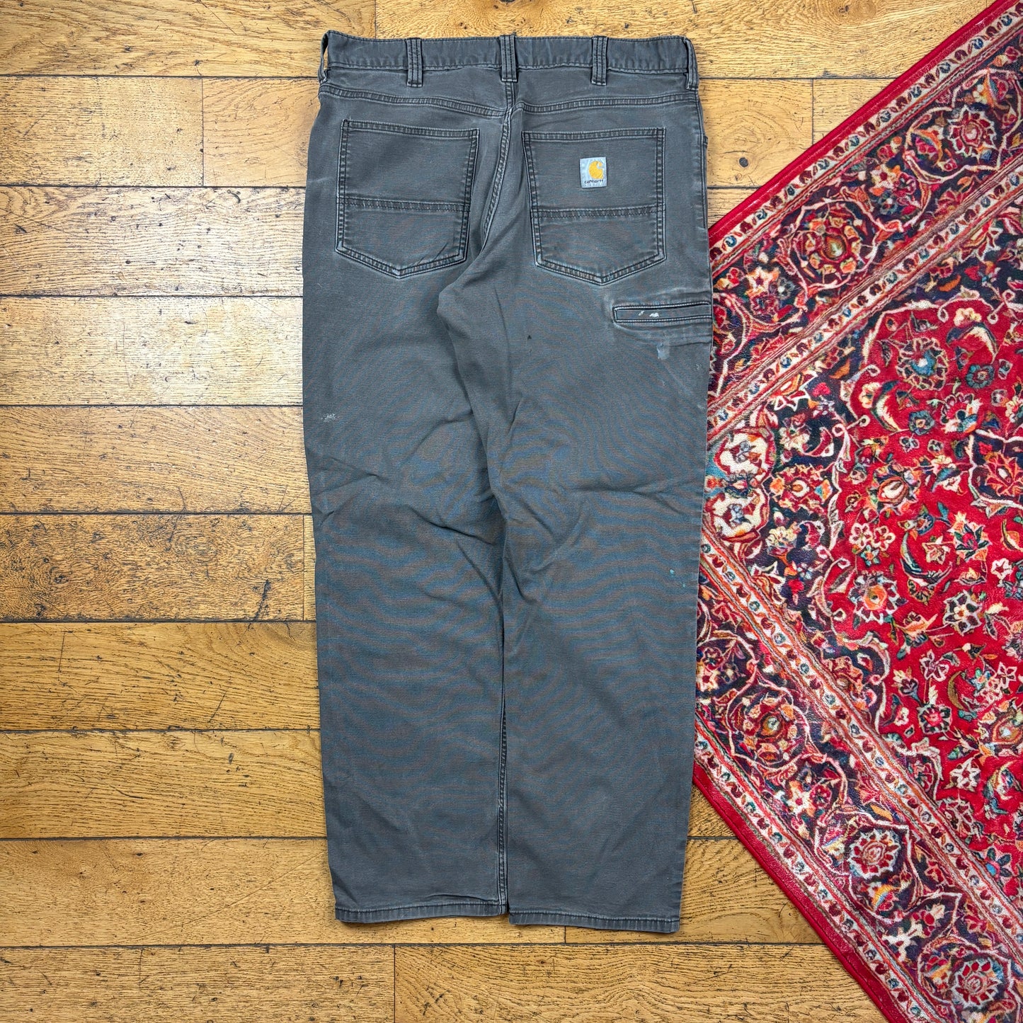 Vintage Carhartt Grey Workwear Carpenter Baggy Trousers - 34