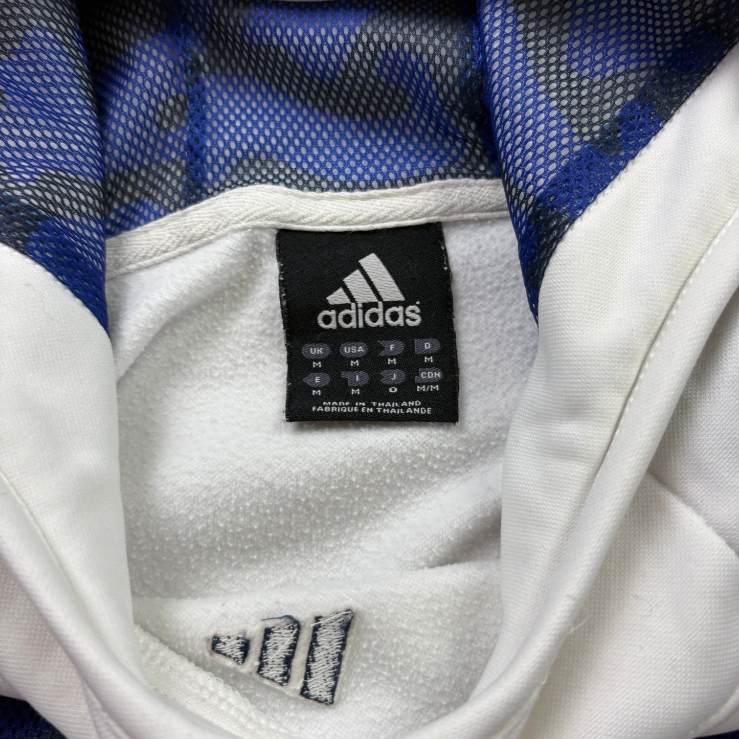 Vintage Adidas White Hoodie Embroidered Sweatshirt - L