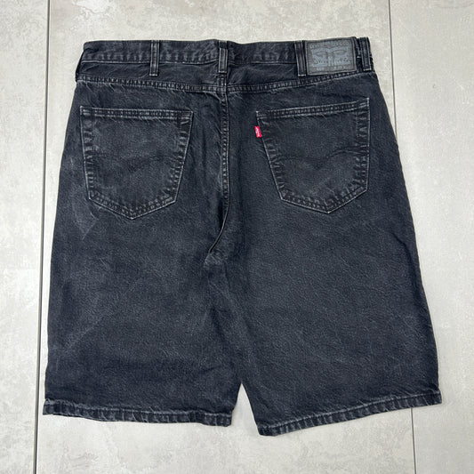 Vintage Levis 469 Black Baggy Denim Shorts - 38