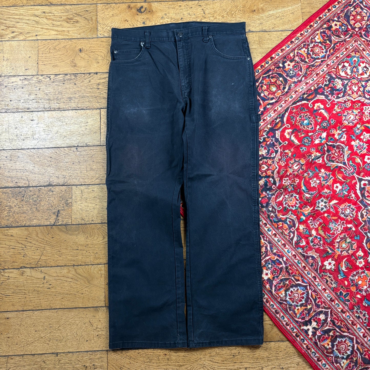 Vintage Dickies Workwear Carpenter Baggy Black Trousers - 34