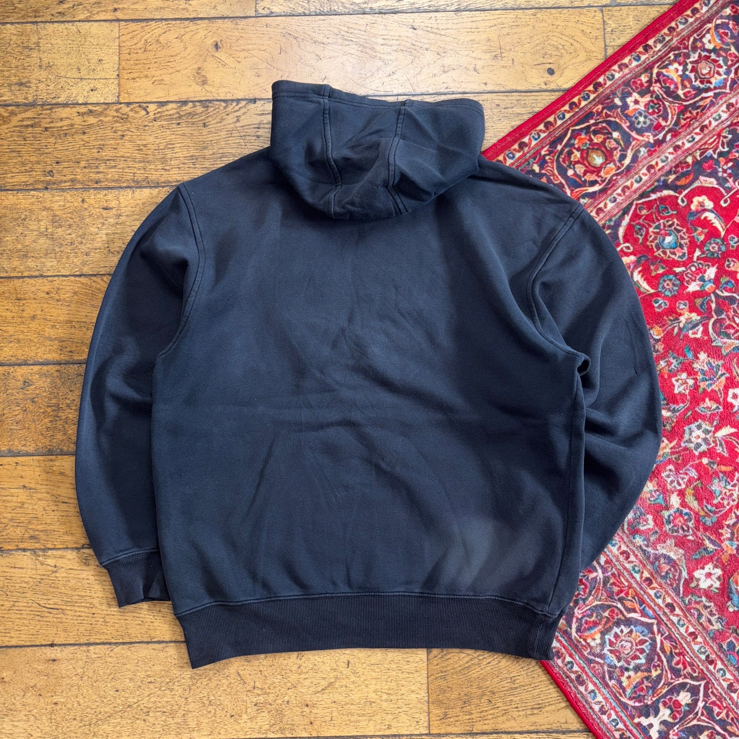 Vintage Adidas Y2K Black Hoodie Embroidered Sweatshirt - L