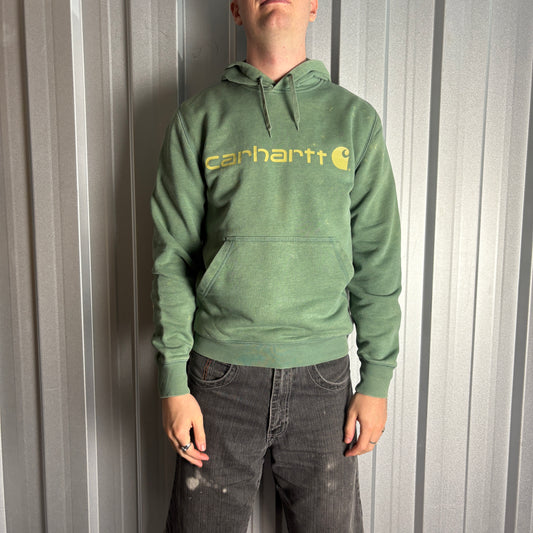 Vintage Carhartt Green Hoodie Sweatshirt - S