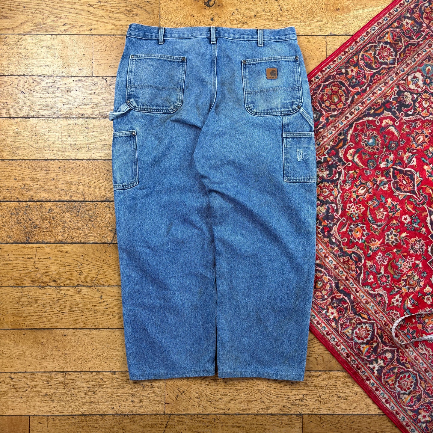 Vintage Carhartt Blue Double Knee Workwear Carpenter Baggy Jeans - 40