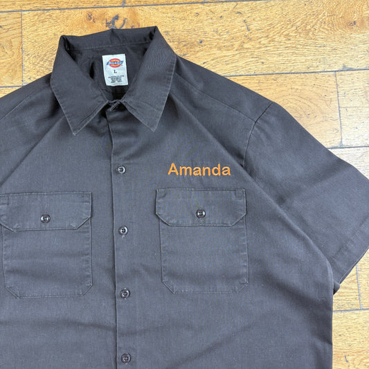Vintage Dickies Brown Workwear Embroidered Shirt - L