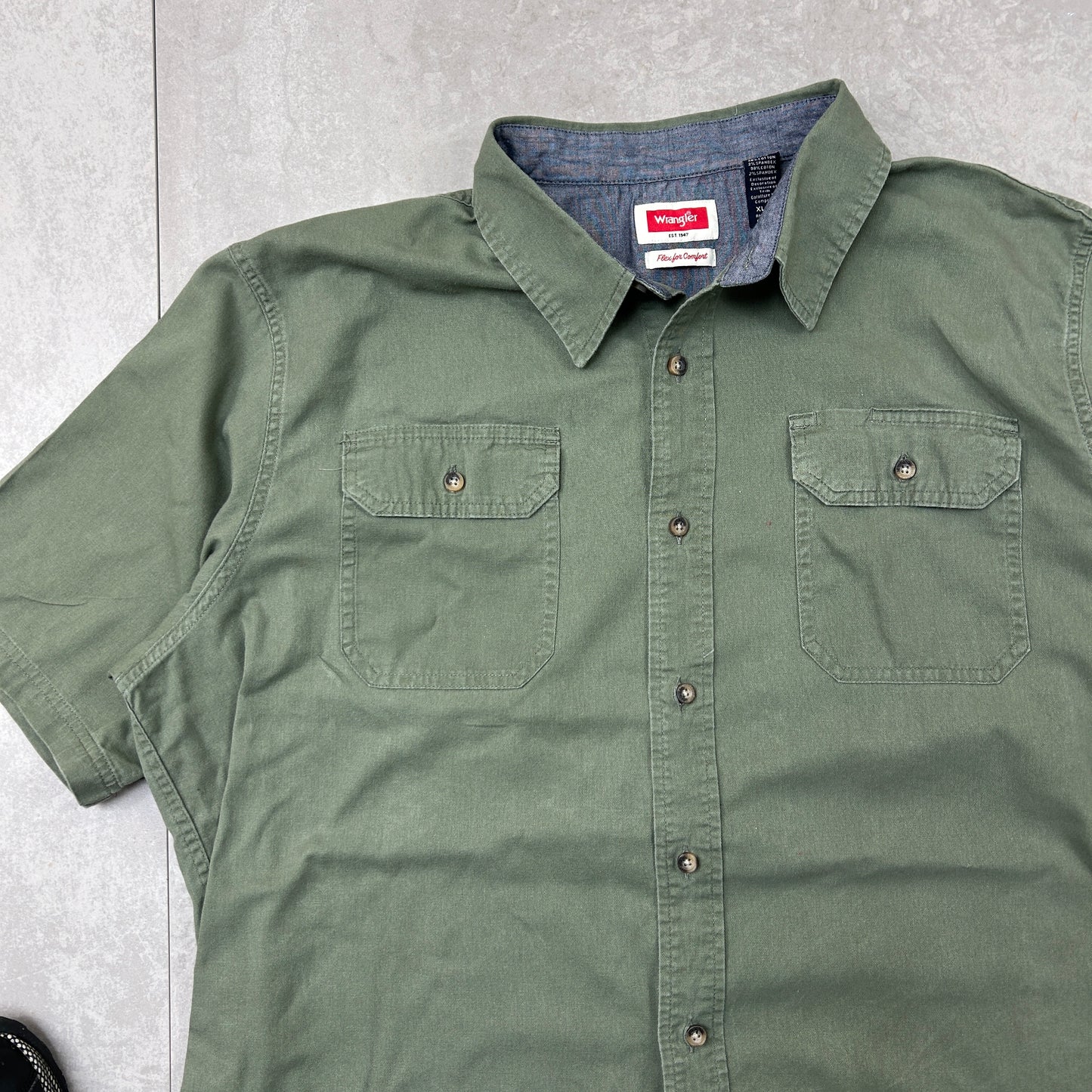Vintage Wrangler Green Short Sleeve Workwear Shirt - XL