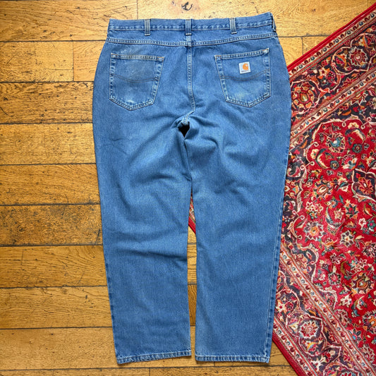 Vintage Carhartt Workwear Carpenter Baggy Blue Jeans - 38R