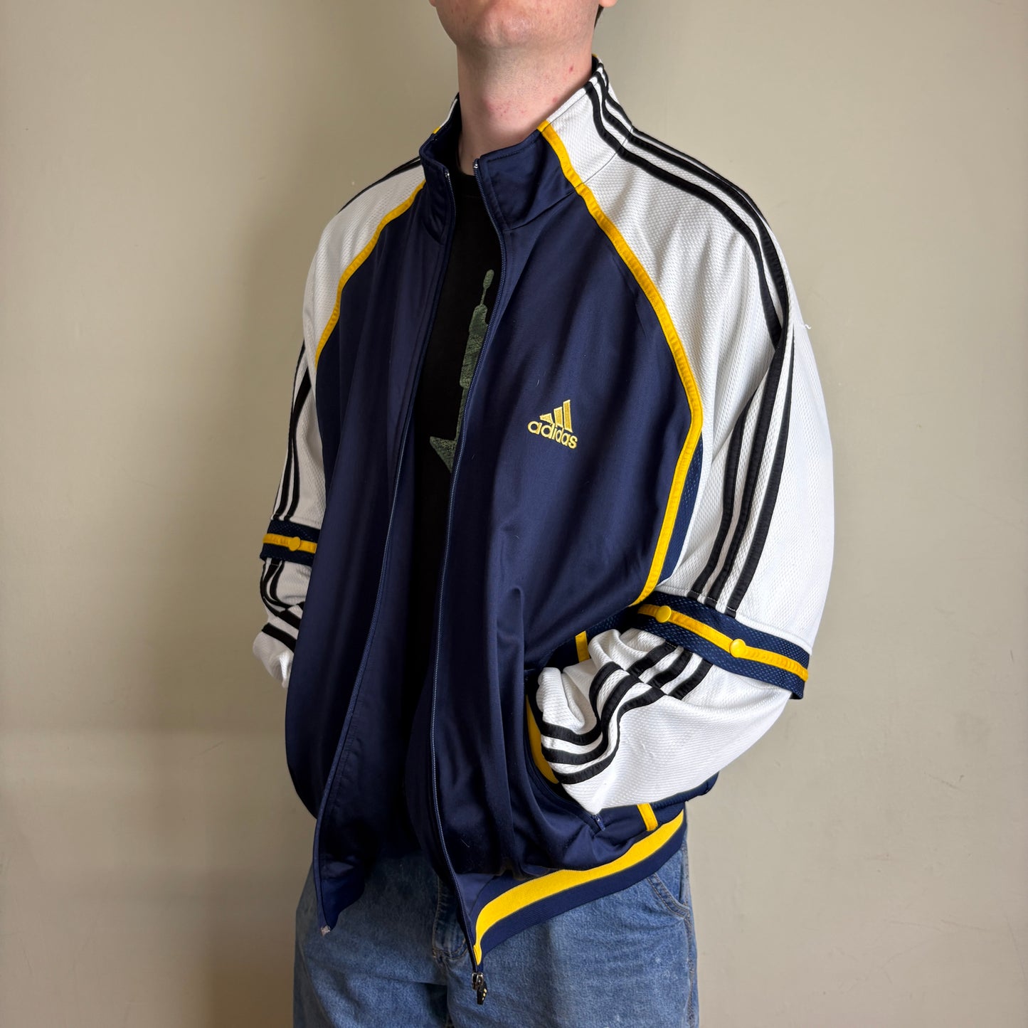 Vintage Adidas 90s Navy White Tracksuit Track Jacket - XL