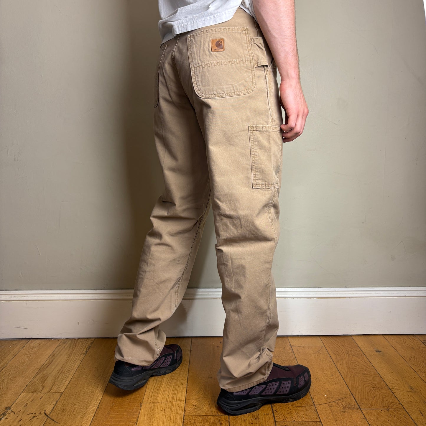 Vintage Carhartt Light Brown Workwear Carpenter Baggy Trousers - 32L