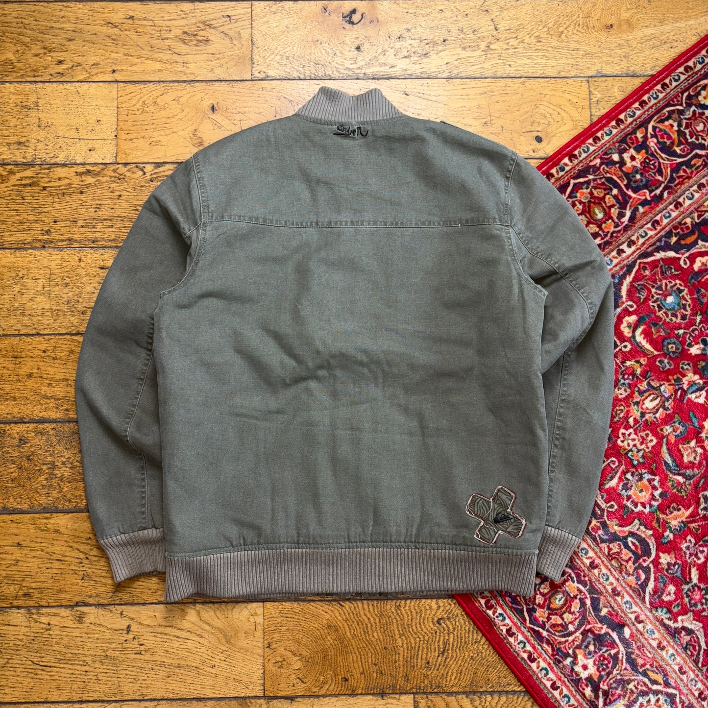 Vintage Quiksilver Green Bomber Military Style Surfwear Jacket - S