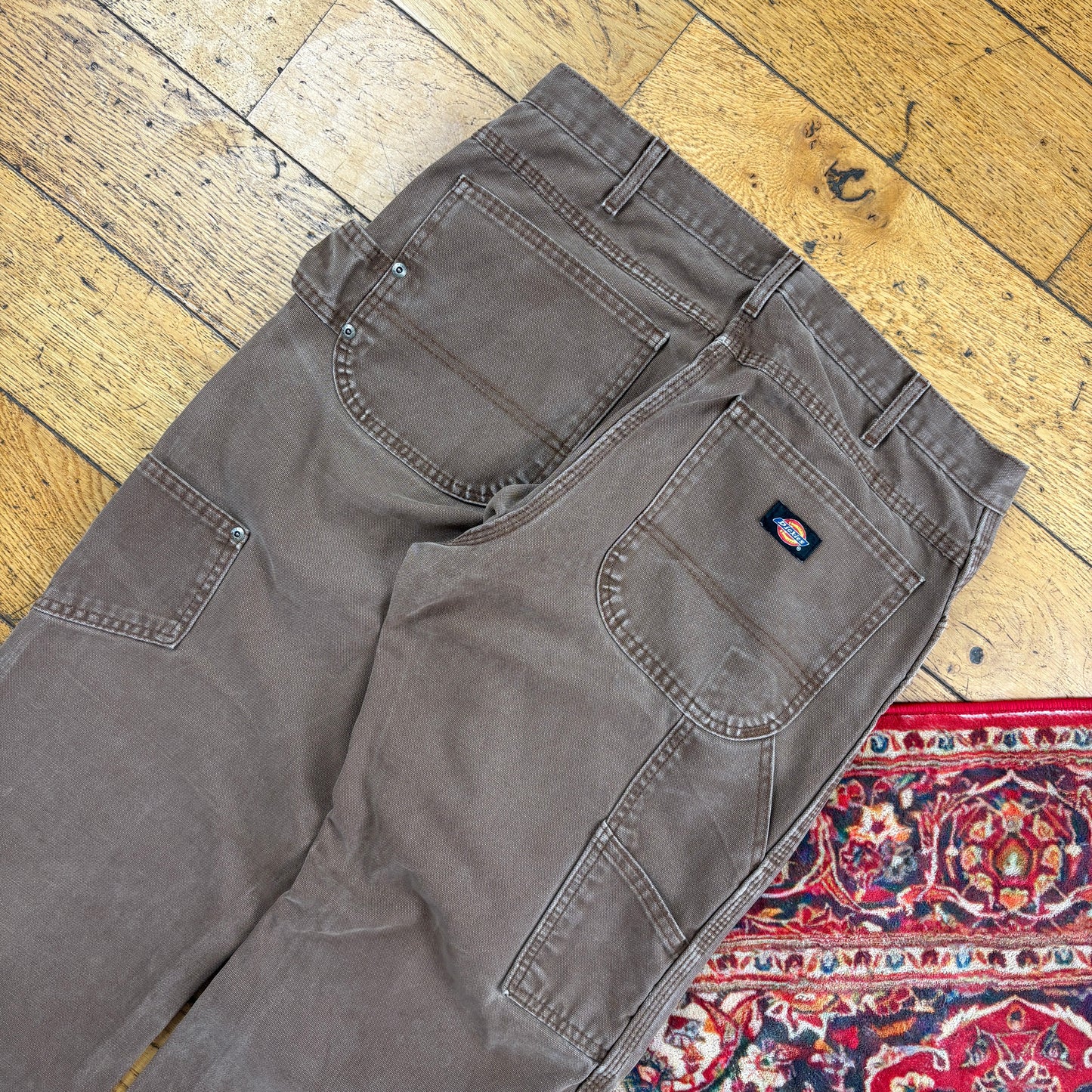Vintage Dickies Brown Workwear Carpenter Baggy Trousers - 32