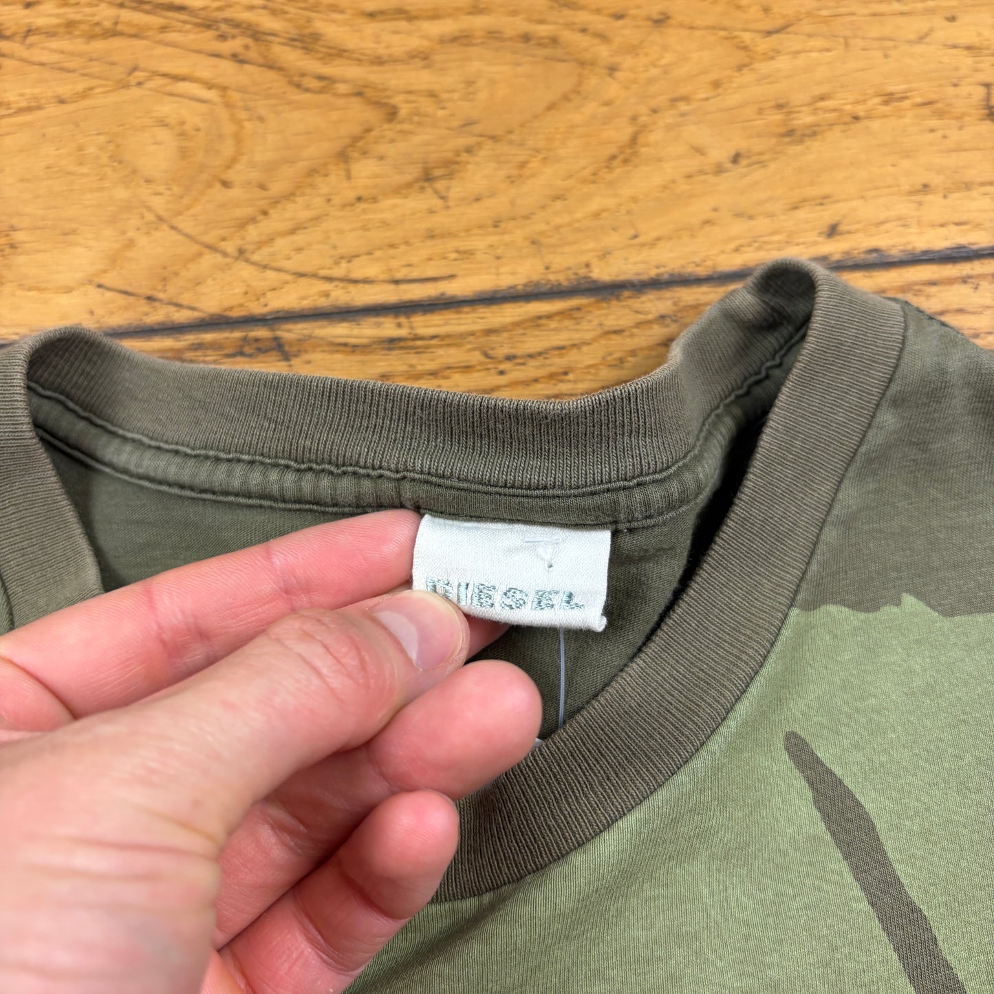 Vintage Diesel Y2K Green Graphic T-Shirt - XS