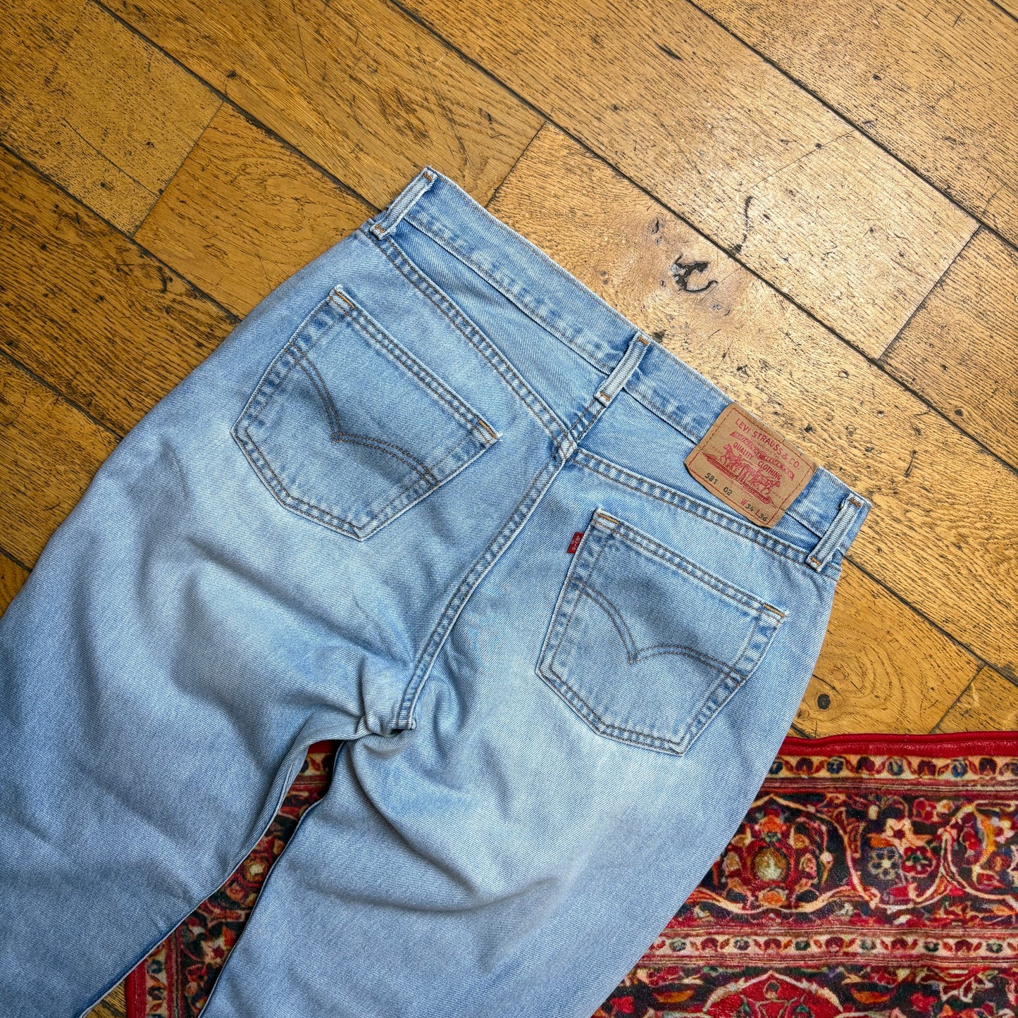 Vintage Levis 521 Straight Blue Denim Jeans - 34L
