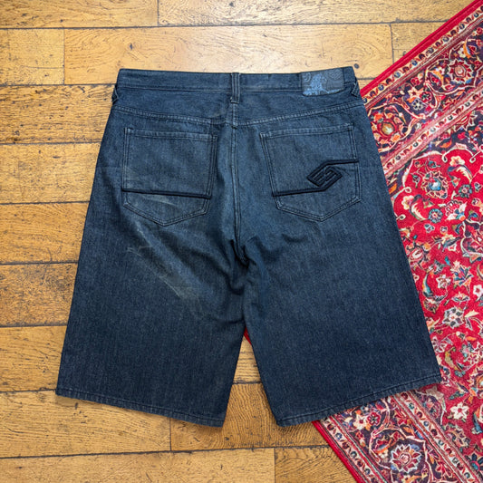 Vintage Enyce Black Diddy Embroidered Y2K Hip Hop Baggy Jeans Shorts Jorts - 40