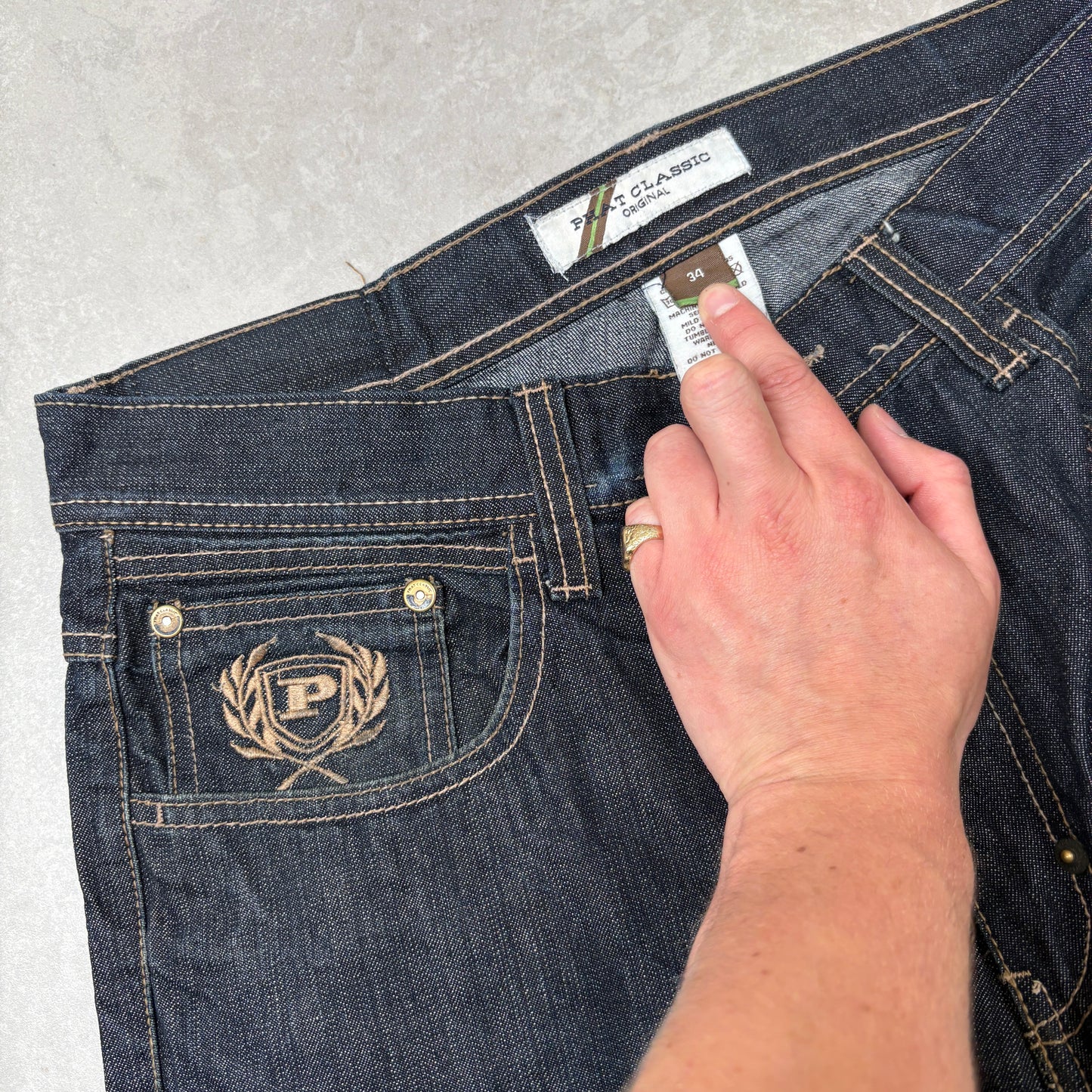 Vintage Phat Farm Embroidered Hip Hop Blue Baggy Jeans - 34