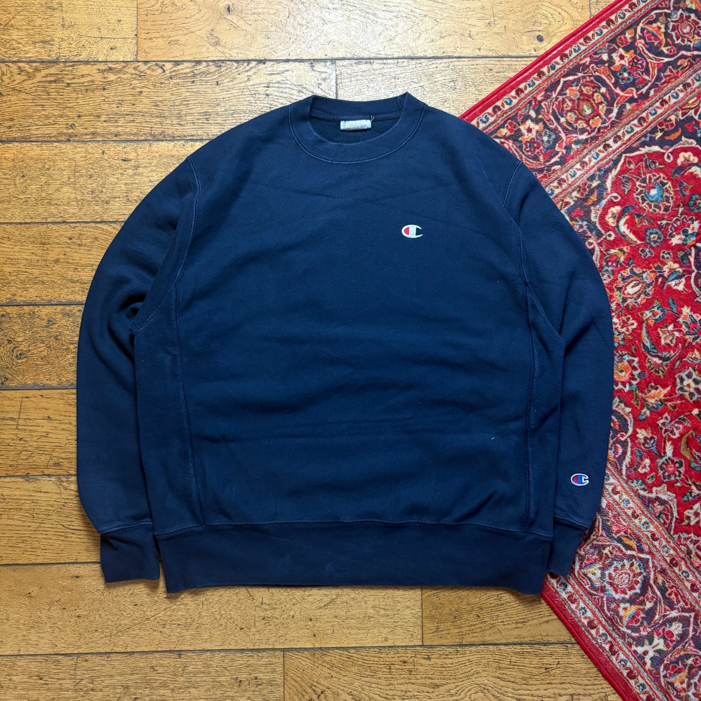Vintage Champion Navy Embroidered Sweatshirt - L