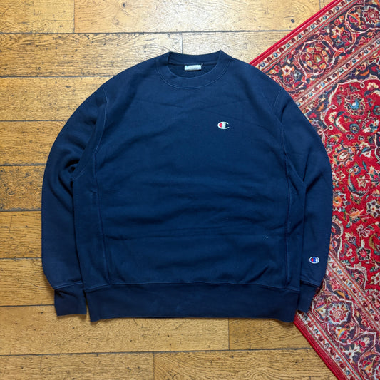 Vintage Champion Navy Embroidered Sweatshirt - L