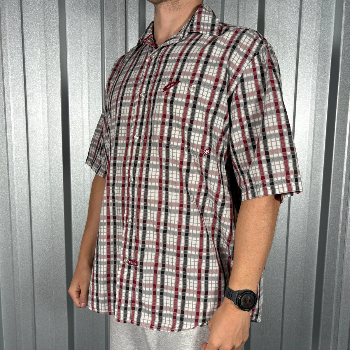 Ecko Unltd Red Check Plaid Short Sleeve Shirt - XL