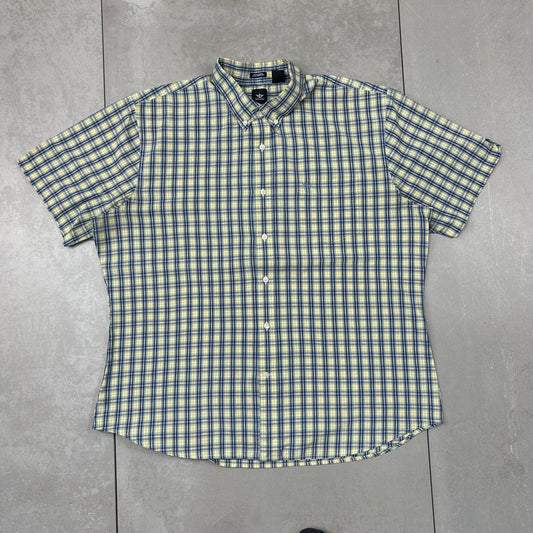 Vintage Dockers Blue Yellow Check Short Sleeve Shirt - XL