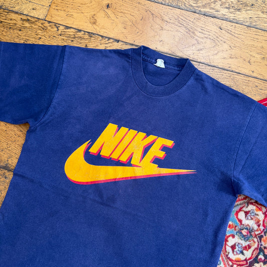 Vintage 90s Nike Navy Blue Single Stitch Graphic T-Shirt - XS