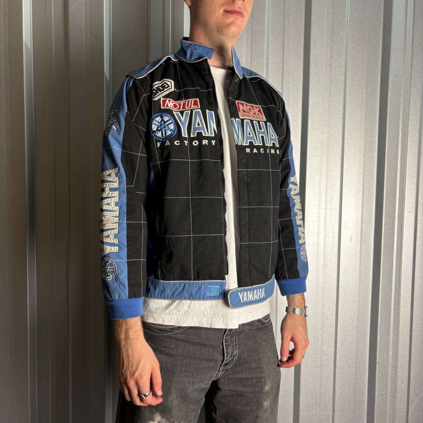 Vintage Yamaha Black Blue Embroidered Racing F1 Jacket - M